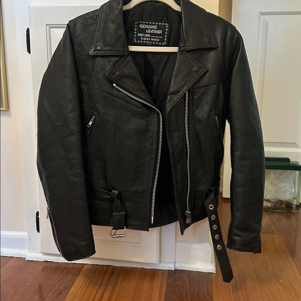 Vintage Women's Moto Biker Leather Jacket by Maryland Leather Inc Baltimore Sz M